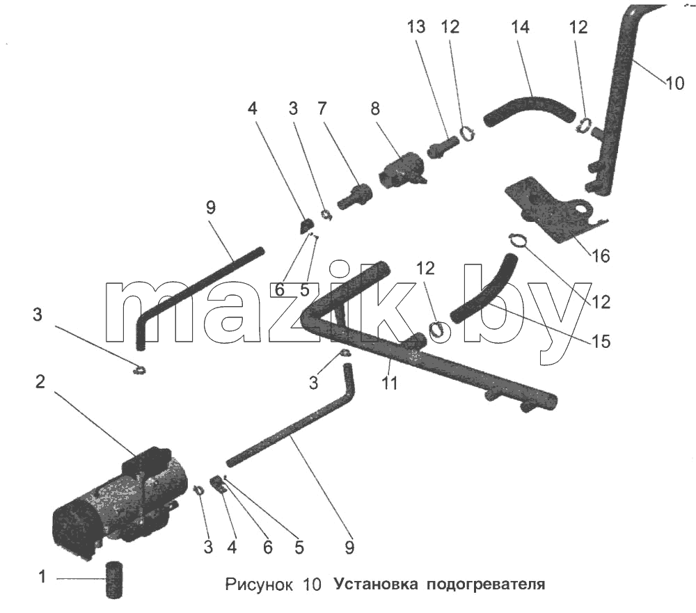 Установка подогревателя 103-1000022-41