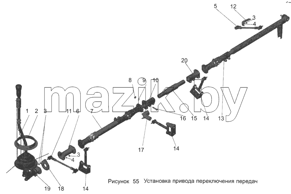 Установка привода переключения передач 152-1703002