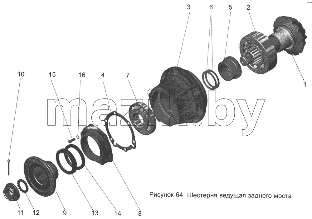 Шестерня ведущая заднего моста 102-2402021