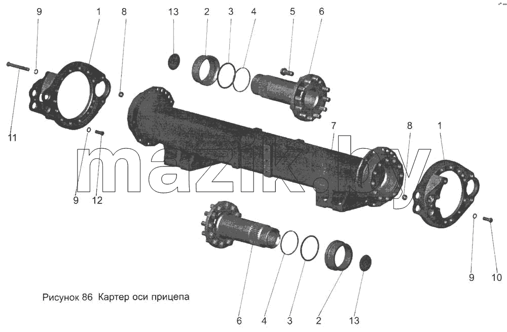 Картер оси прицепа 105-2410010