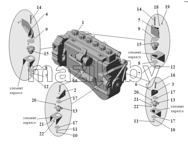 Установка силового агрегата 105-1000003-40