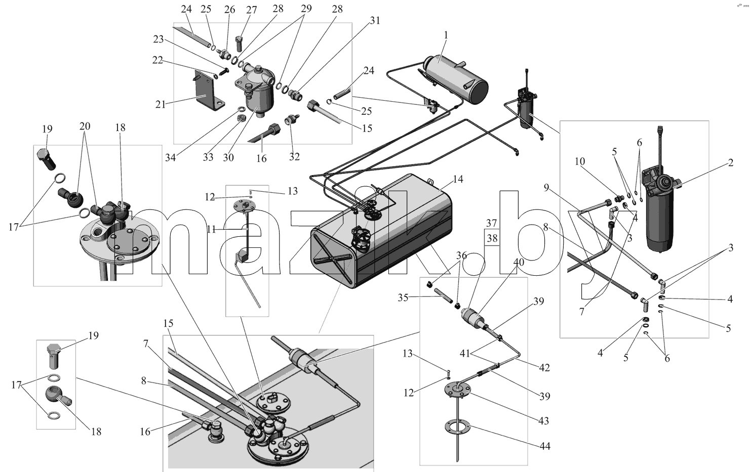 Установка топливопроводов (ПЖД Hydronic L30)