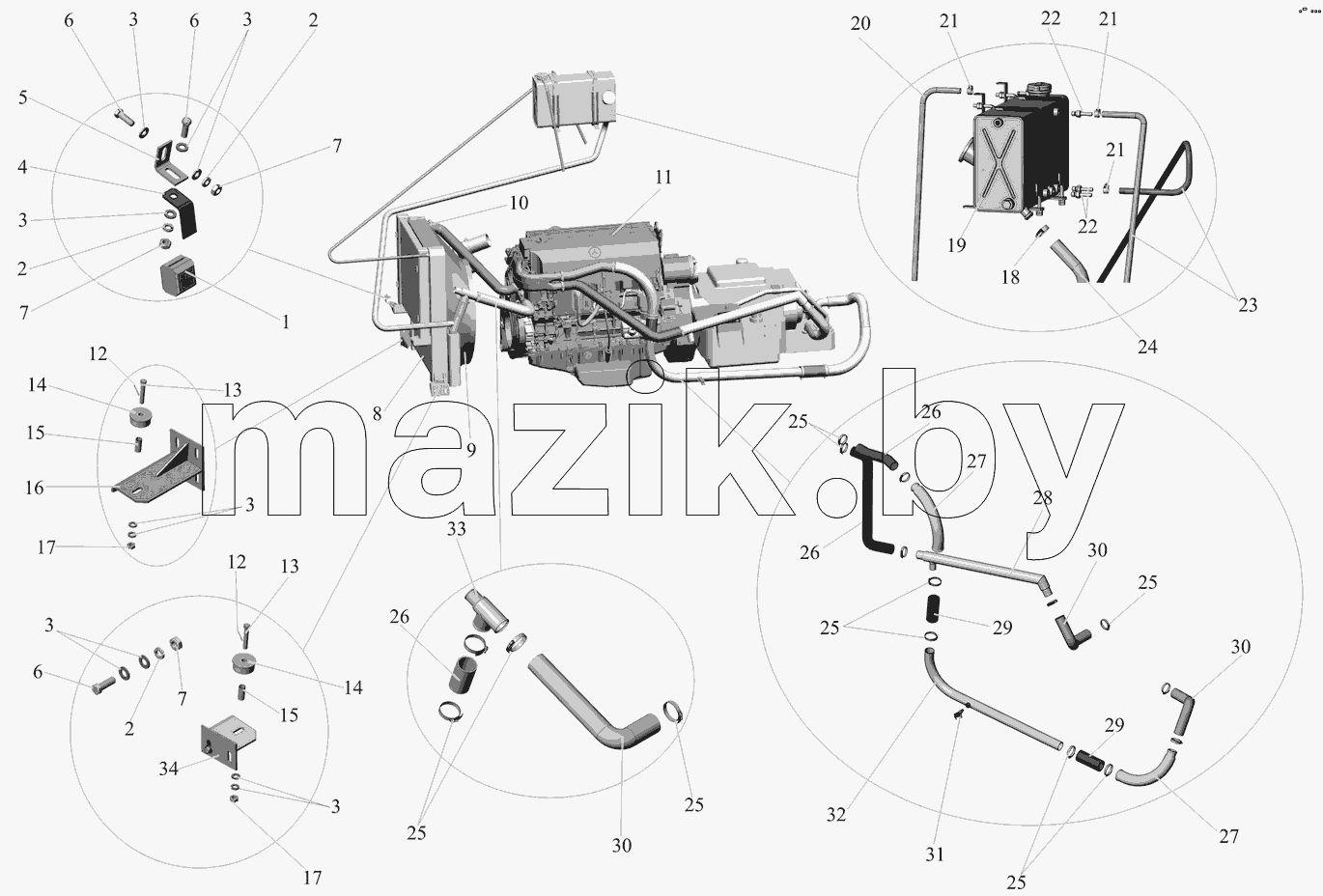 Установка системы охлаждения 105-1300005-65