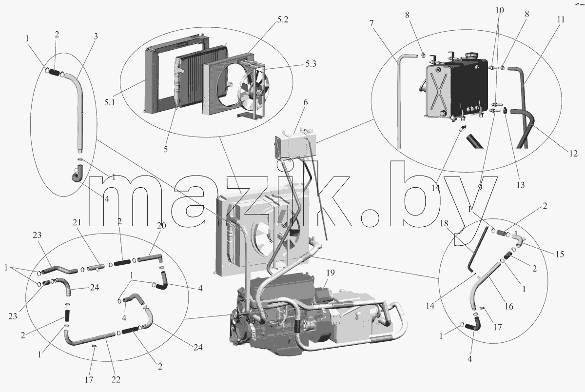 Установка системы охлаждения 107-1300005-65
