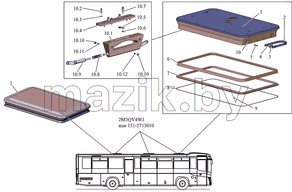 Установка люков крыши 203062-57130003