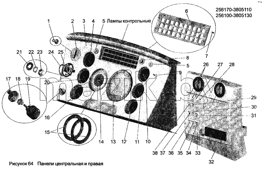 Панели центральная и правая 256170-3805110