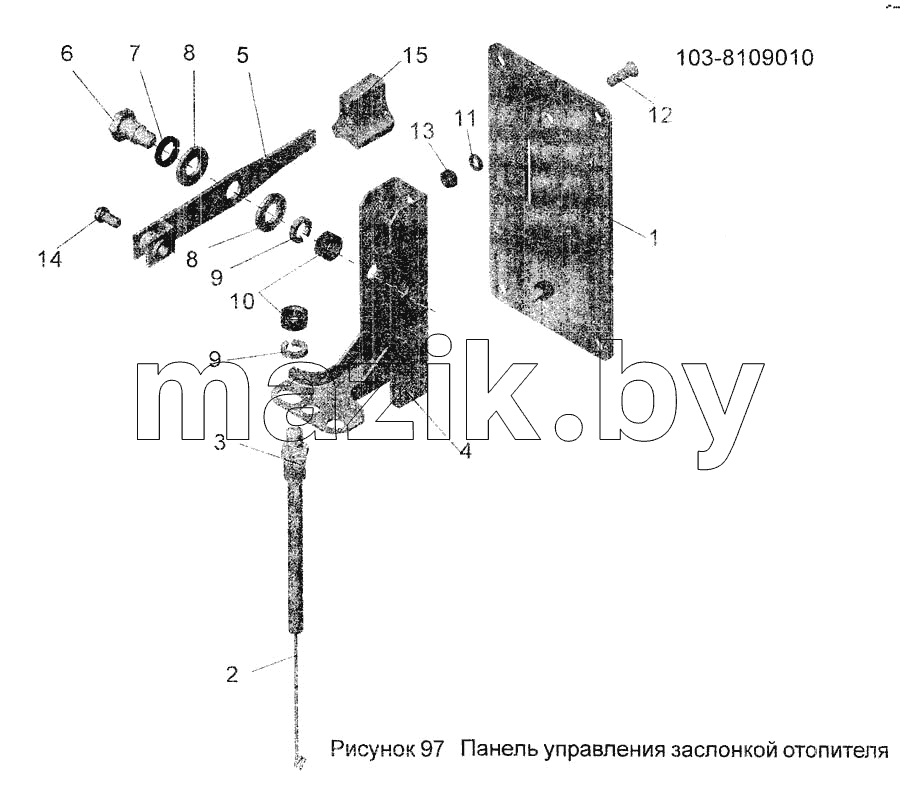 Панель управления заслонкой отопителя 103-8109010