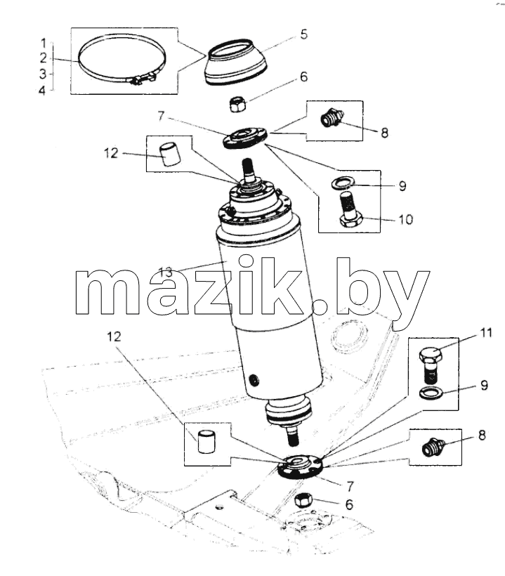  Установка цилиндра передней подвески;Front suspension cylinder