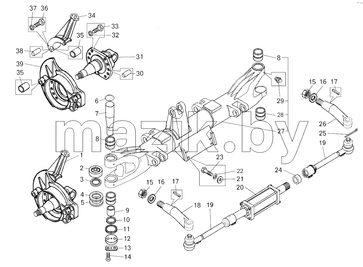  Детали передней оси;Front axle parts