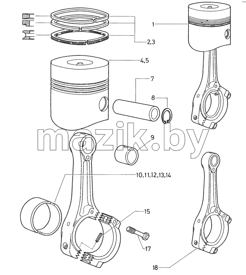  Piston and connecting rod