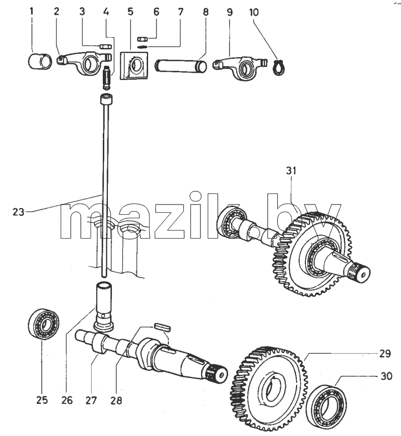  Camshaft and walves withactuating mechanism