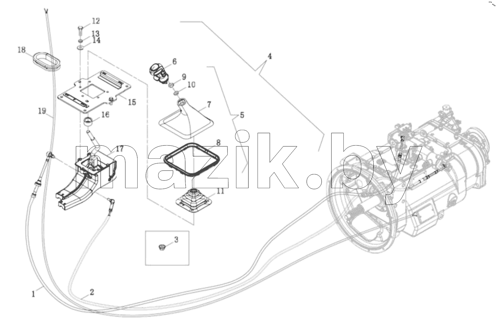  Gearshift Control Mechanism Assembly  (Cab)