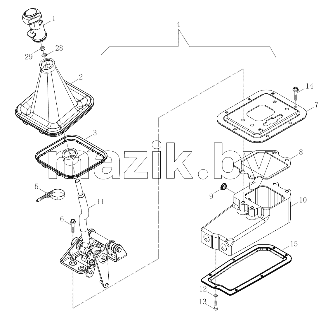  Gearshift Control Mechanism Assembly (Cab)