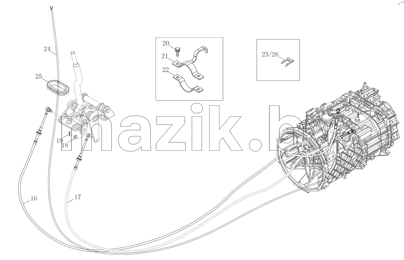  Gearshift Control Mechanism Assembly (Cab)