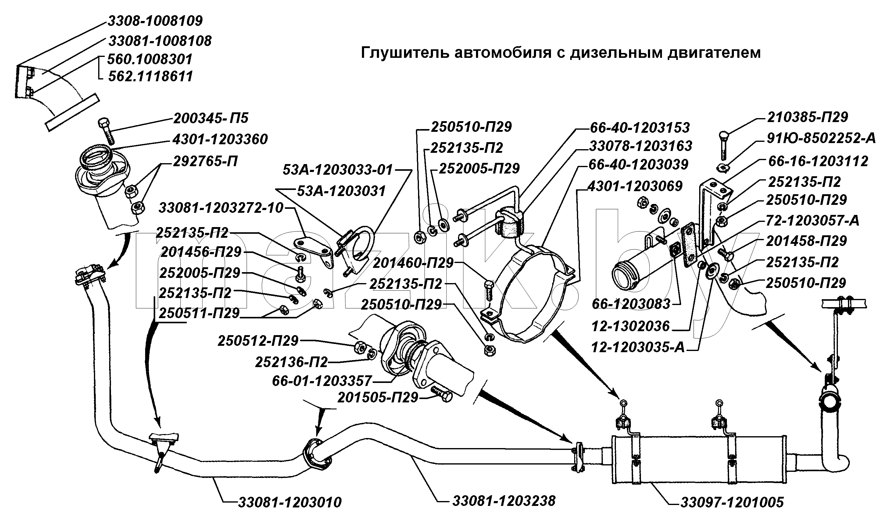 Глушитель автомобиля с дизельным двигателем