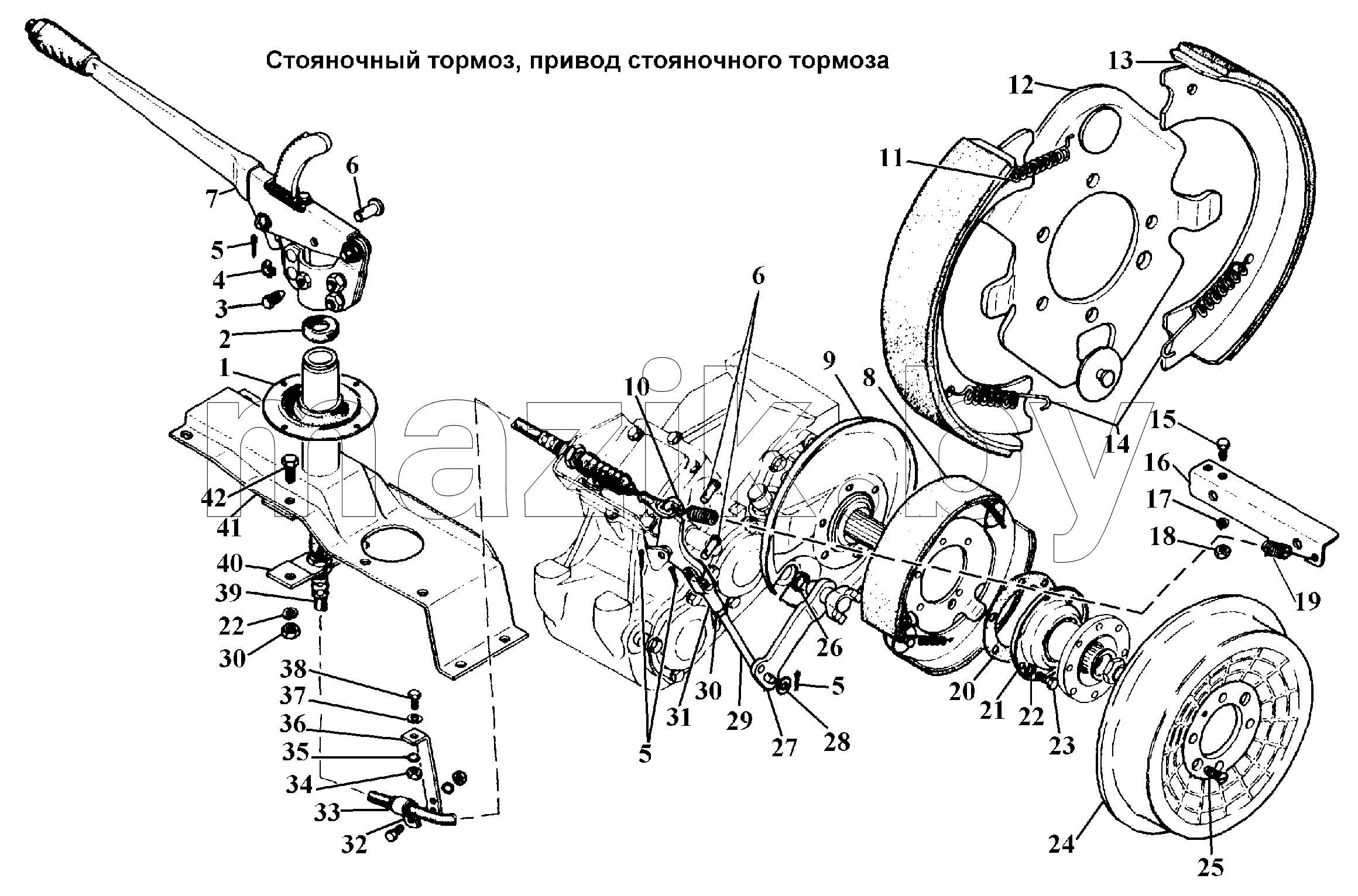 Стояночный тормоз и его привод