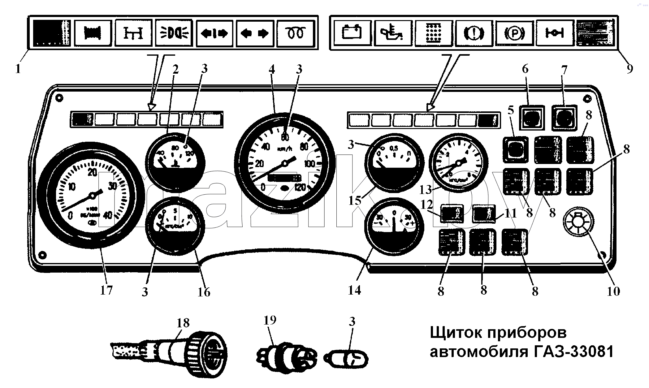 Щиток приборов автомобиля ГАЗ-33081