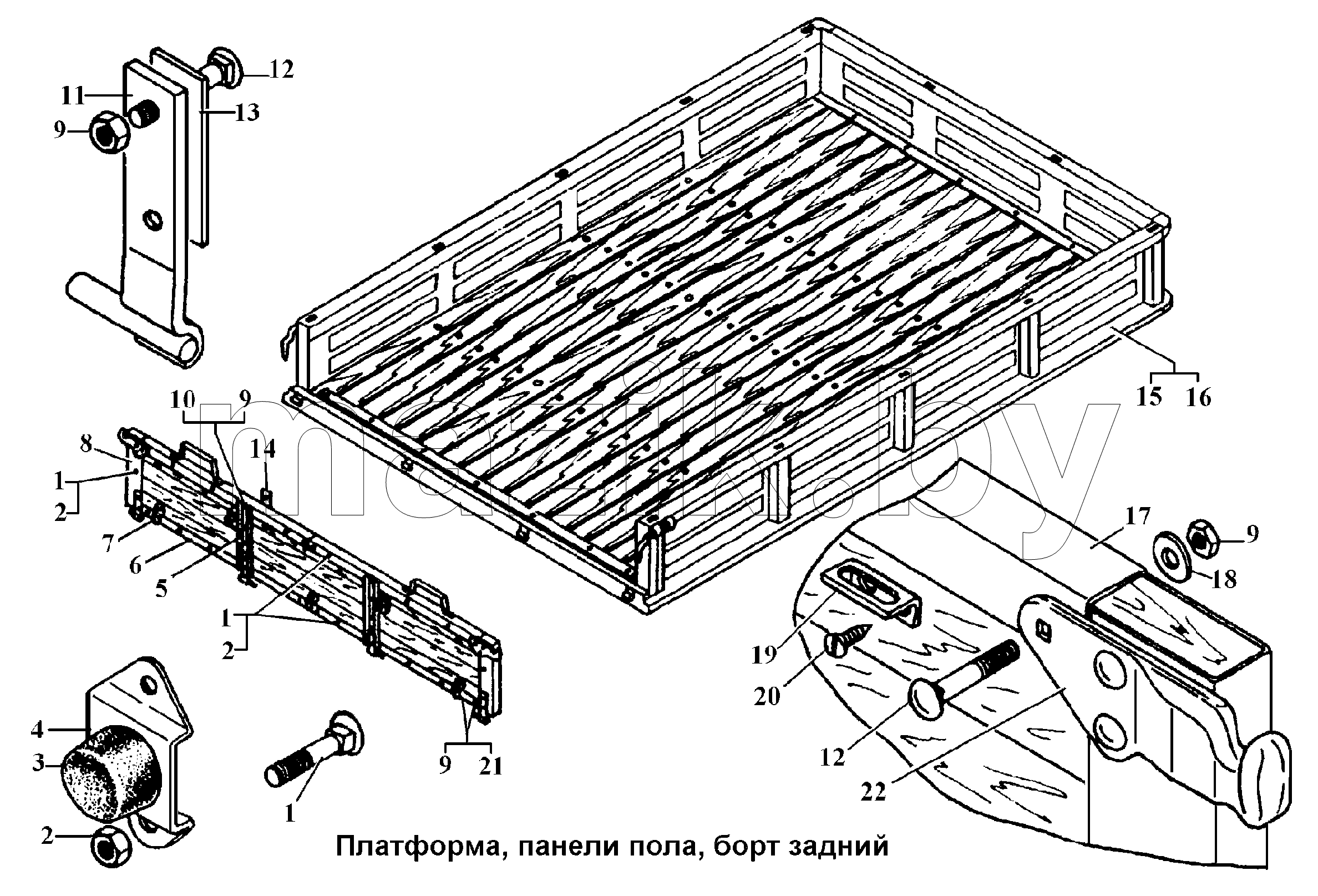 Платформа, панели пола, борт задний