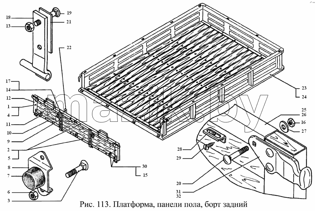 Платформа, панели пола, борт задний