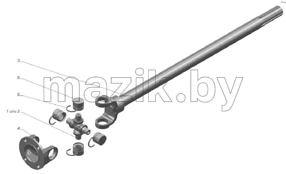 33081-4502104. Вал карданный лебедки с фланцем