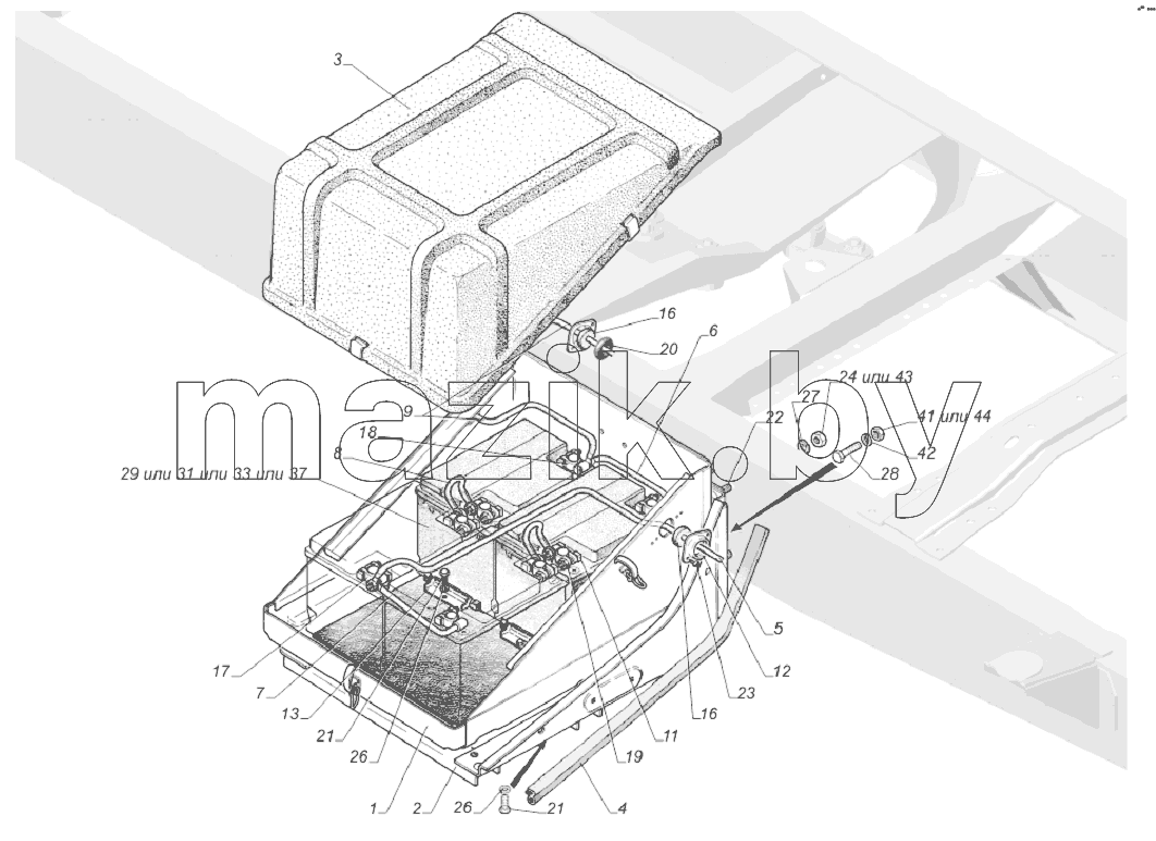 4301-3703001-10. Установка аккумуляторной батареи
