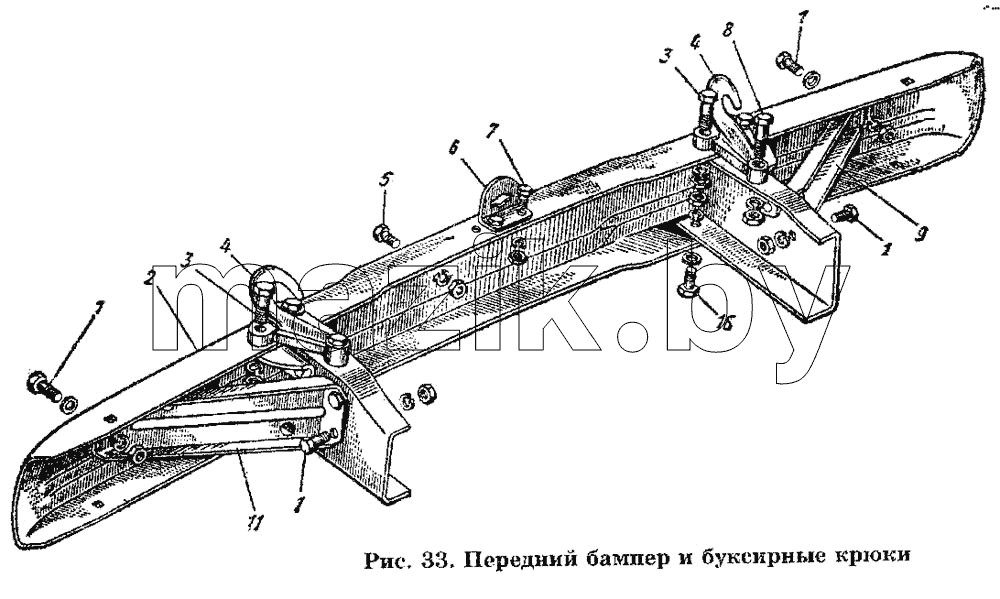 Передний бампер и буксирные крюки