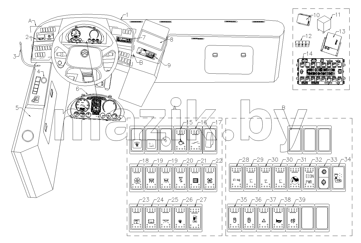 ELECTRICAL APPARATUS, FRONT INSTRUMENTS PANEL
