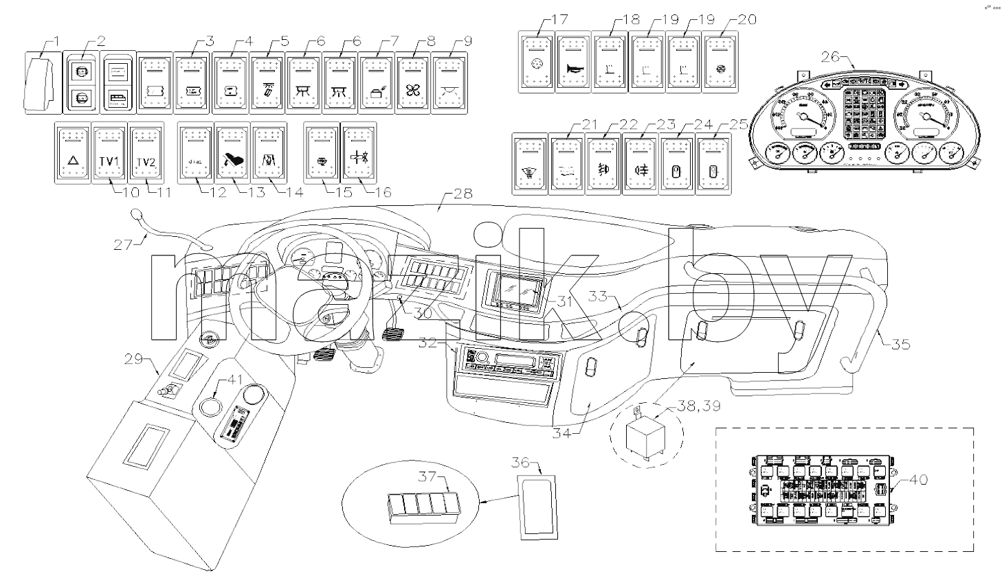 ELECTRICAL APPARATUS, FRONT INSTRUMENTS PANEL