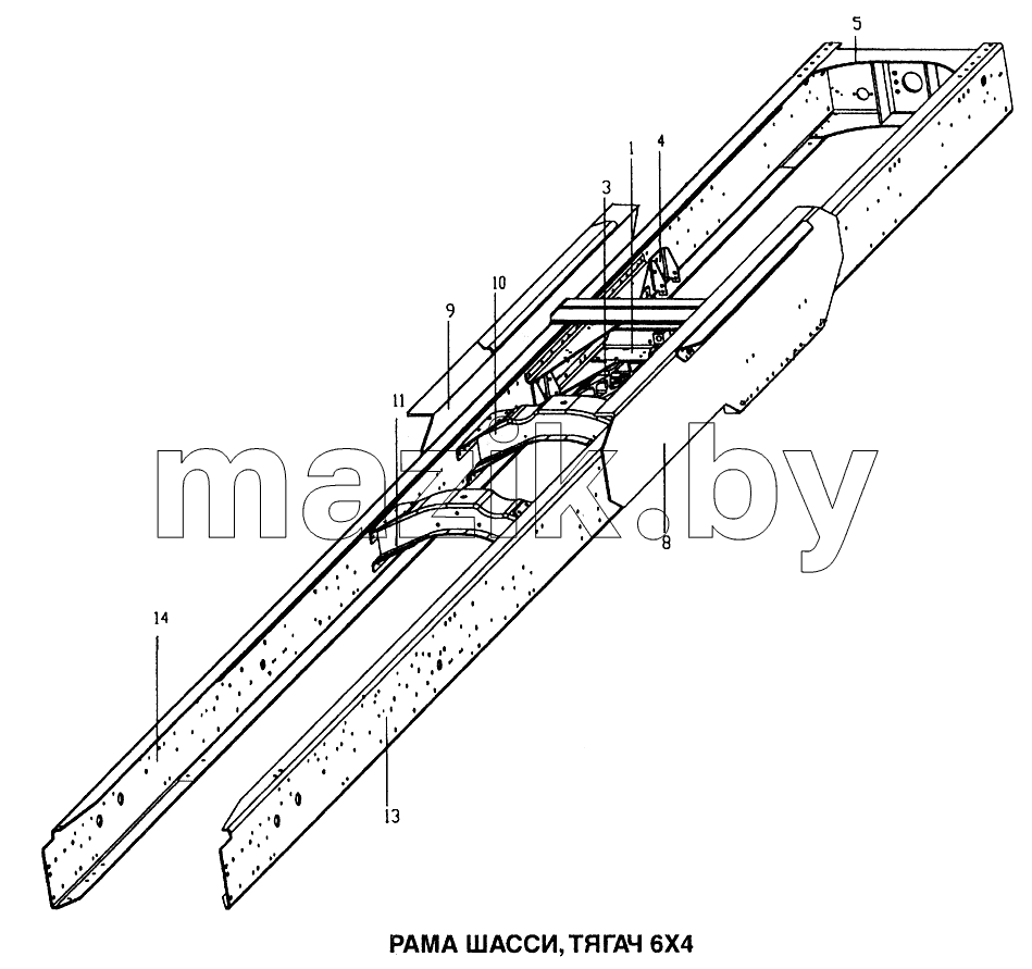 Рама шасси, тягач 6x4