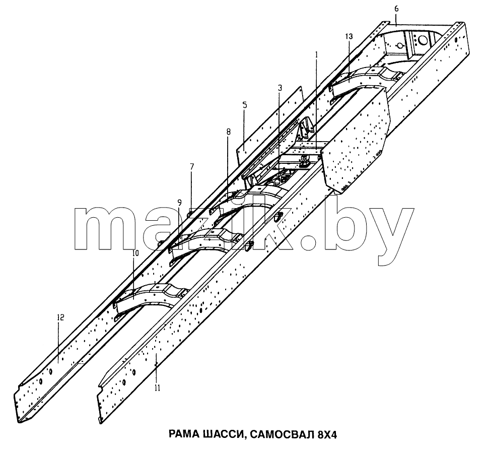 Рама шасси, самосвал 8x4
