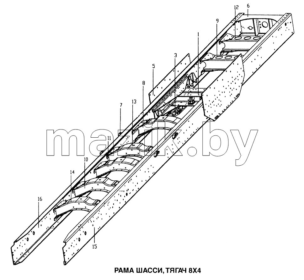 Рама шасси, тягач 8x4