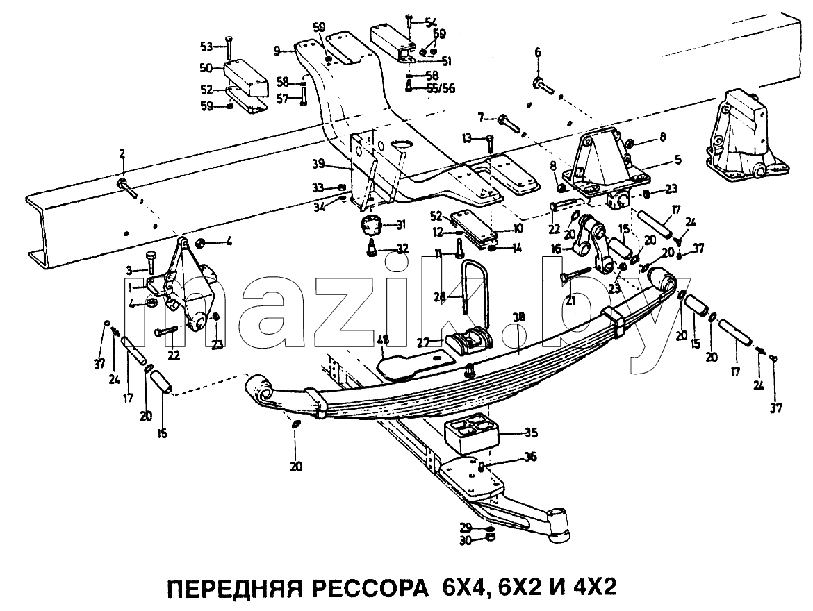 Передняя рессора 6x4, 6x2 и 4x2