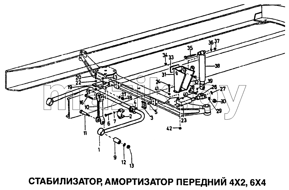 Стабилизатор, амортизатор передний 4x2, 6x4