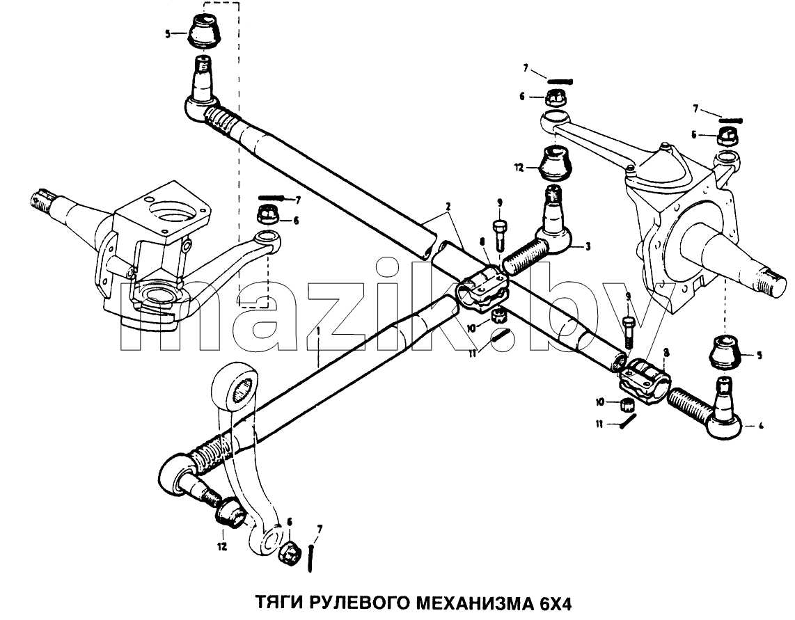 Тяги рулевого механизма 6x4