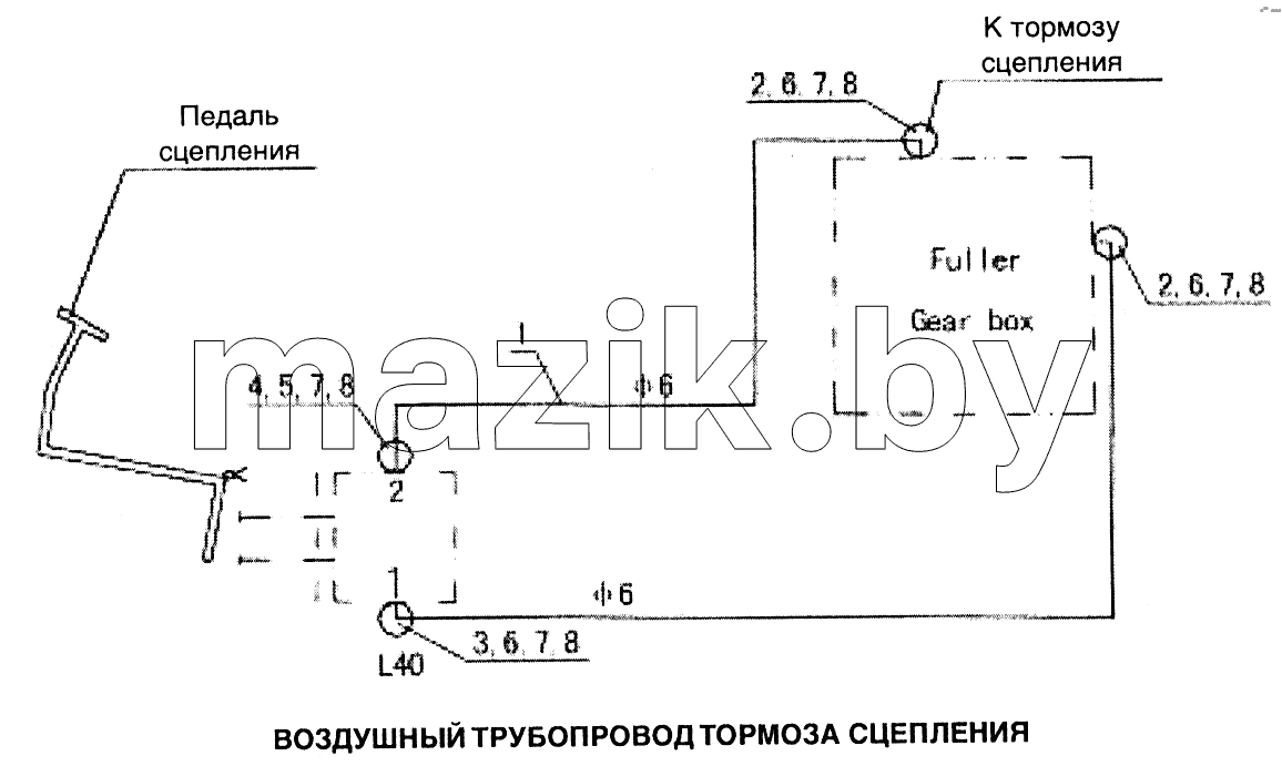 Воздушный трубопровод тормоза сцепления