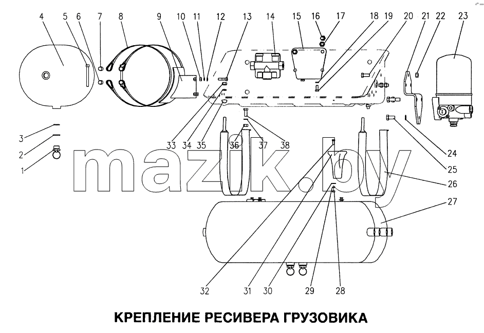 Крепление ресивера грузовика