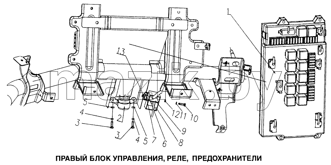 Правый блок управления, реле, предохранители