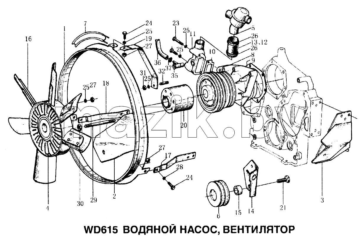 Водяной насос, вентилятор