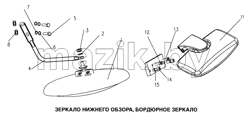 Зеркало нижнего обзора, бордюрное зеркало