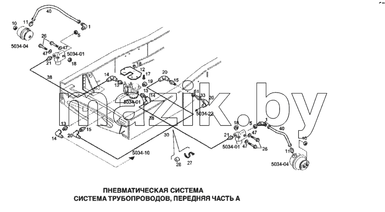 Пневматическая система, система трубопроводов, передняя часть