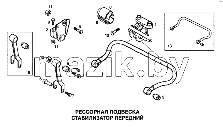 Рессорная подвеска, стабилизатор передний