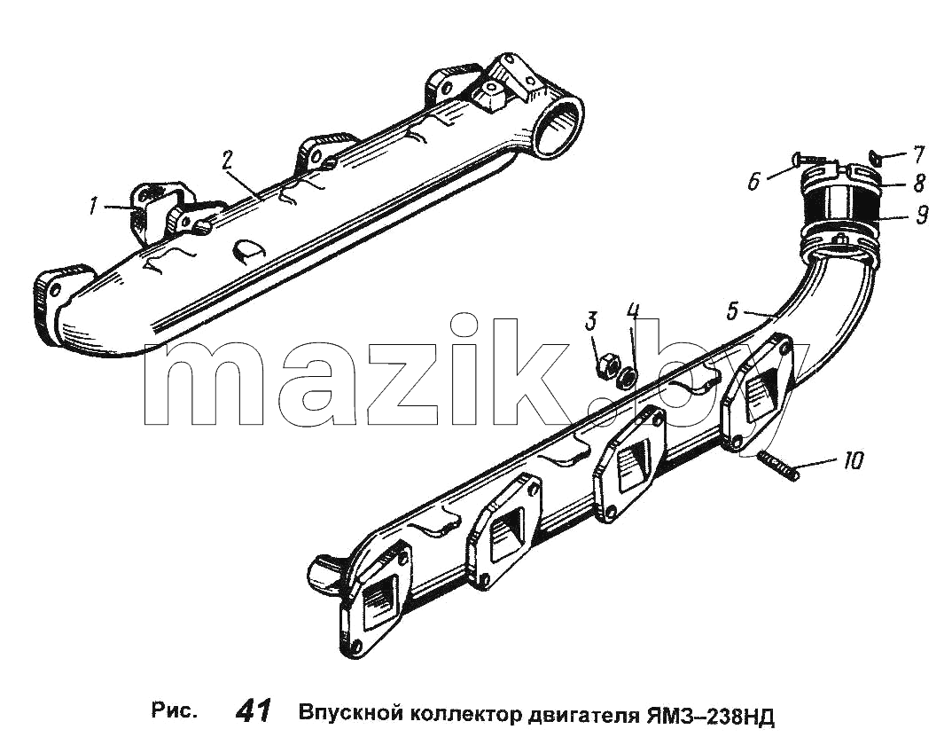 Впускной коллектор двигателя ЯМЗ-238НД