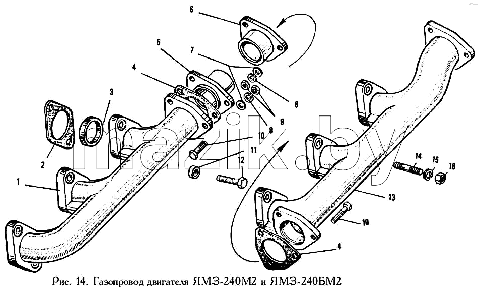Газопровод двигателя ЯМЗ-240М2 и ЯМЗ-240БМ2