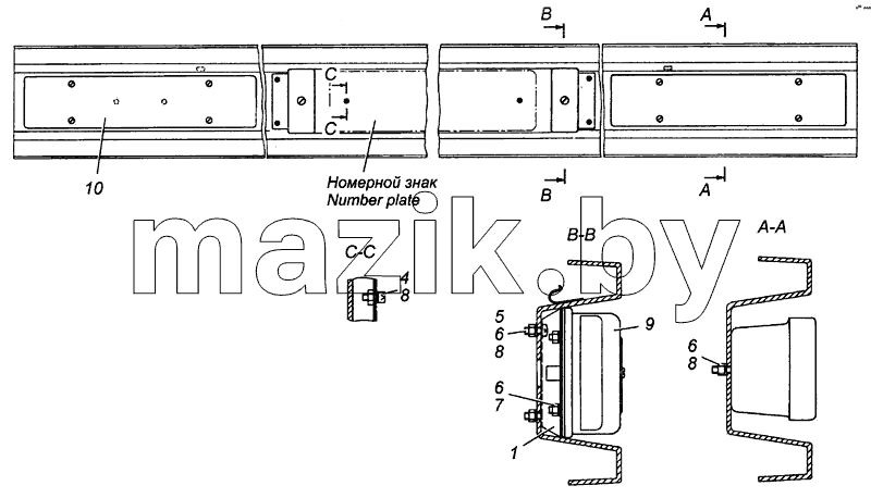 Установка задних фонарей 53215-3716002