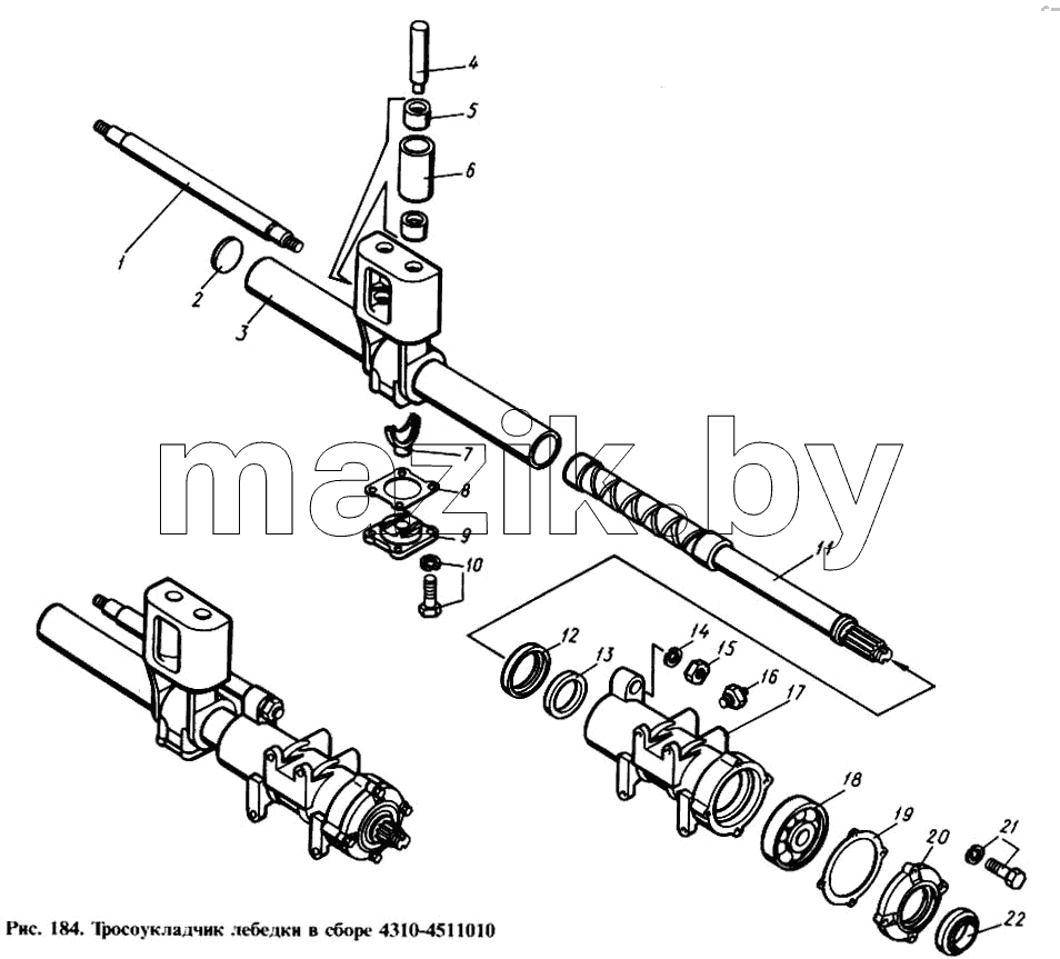 Тросоукладчик лебедки в сборе