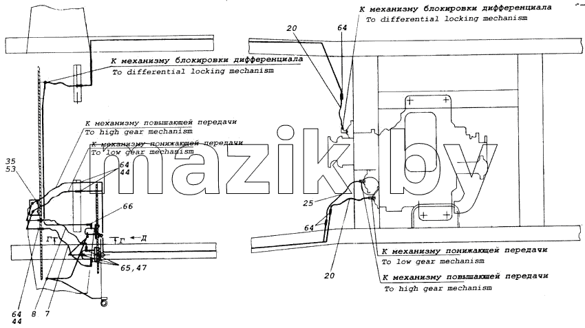Установка управления раздаточной коробкой
