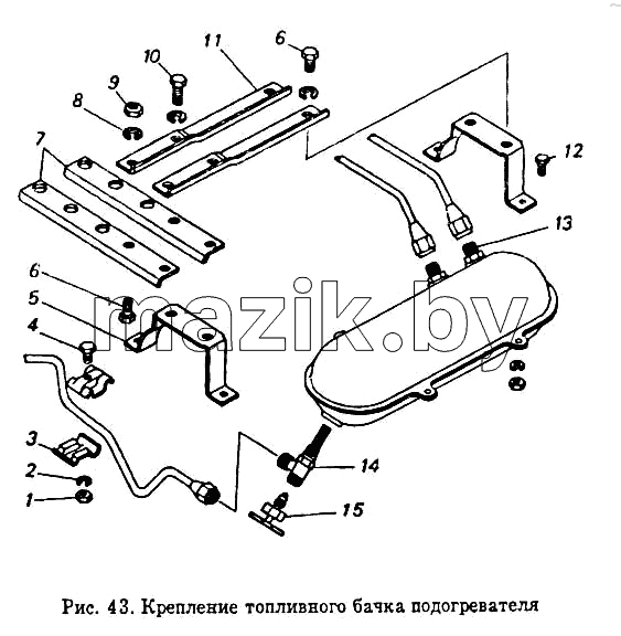 Крепление топливного бачка подогревателя