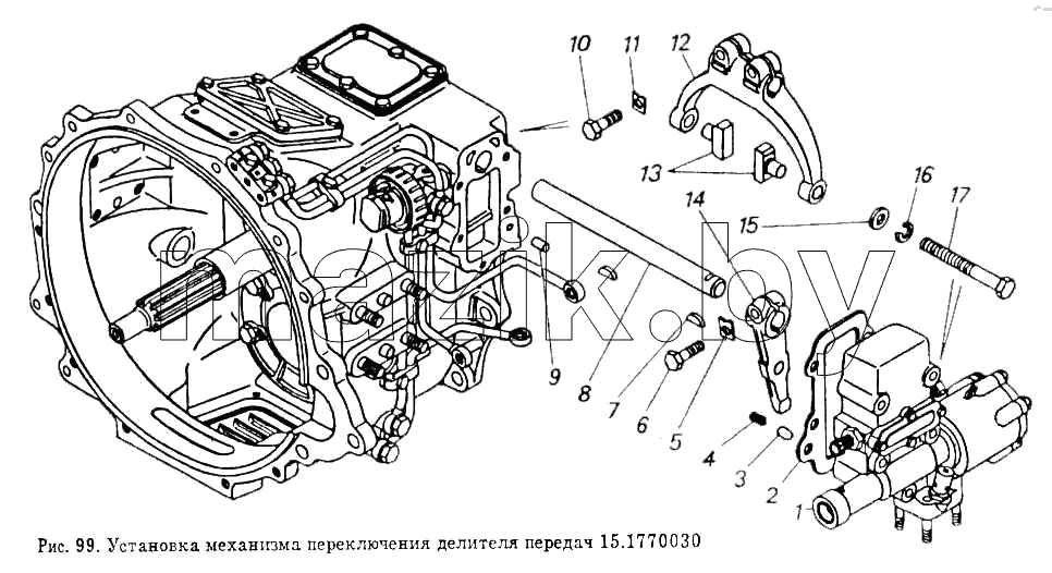 Установка механизма переключения делителя передач
