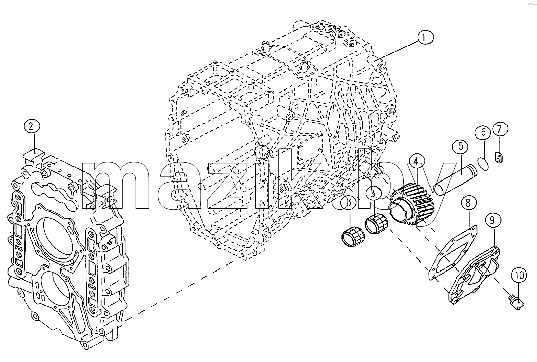 Transmission housing and reverse shaft