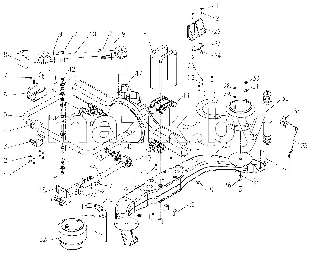 Rear air suspension